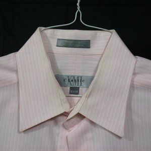 XMI French cuff light pink with white pin stripe dress shirt size 16.5 34-35